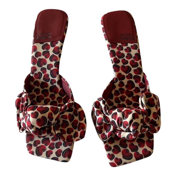 Jeffrey Campbell Sweets Slide Heeled Sandal In Red Hearts Size 9.5 - Picture 3 of 10